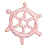 Tiny Nautical Wheel Iron On Patch - Pink OSFM