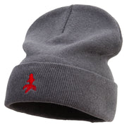 Red Goldfish Logo Embroidered Big Size Superior Cotton Long Knitting Beanie - Grey XL-3XL