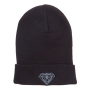 Big Size Grey Diamond Embroidered Long Beanie