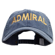 Admiral Military Embroidered Big Size Washed Pigment Dyed Cap - Navy XL-3XL