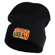 Welcome to Area 51 Logo Embroidered Big Size Cuff Long Beanie - Black XL-3XL