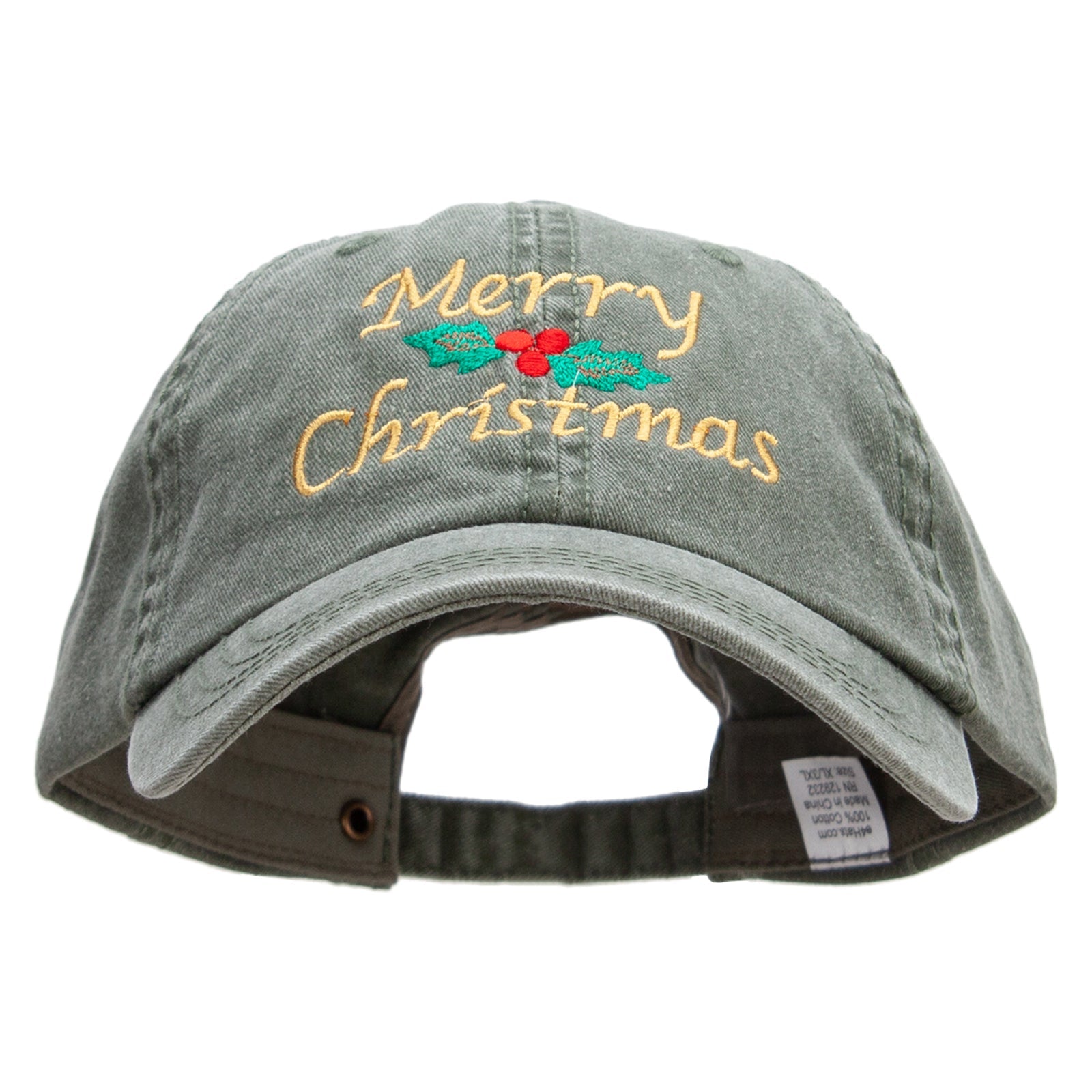 Merry Christmas Embroidered Big Size Washed Pigment Dyed Cap