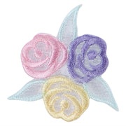Pastel Rose Bud Cluster Iron on Patch