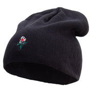 Japan Flag Rose Embroidered Big Size Superior Cotton Short Knit Beanie - Black XL-3XL