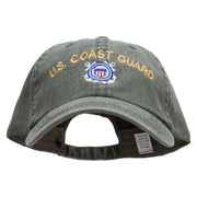 Us Coast Guard Embroidered Big Size Washed Pigment Dyed Cap - Olive XL-3XL