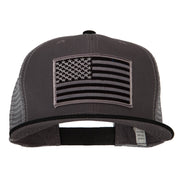 American Grey Flag Patched Big Size Flat Bill Trucker Cap